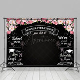 Aperturee - Aperturee Blackboard Pink Rose You Did It Congrats Grad Backdrop